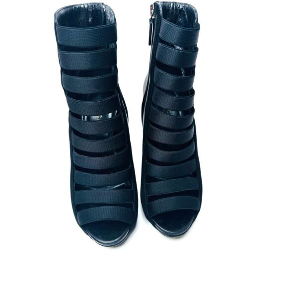 Gucci Black Caged Nappa Kid Scamosciato Elastic Olimpia Open Toe Booties 36.5 - Picture 9 of 10